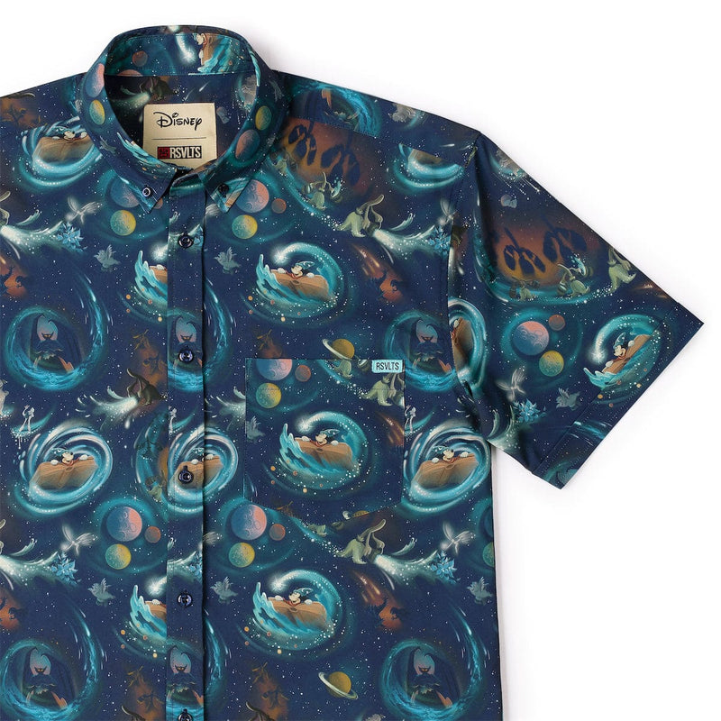 RSVLTS Across the Cosmos KUNUFLEX Short Sleeve Shirt in Blue — front view