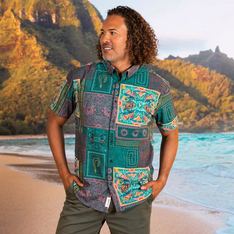 RSVLTS Ocean Tapestry (Multicolor) KUNUFLEX Short Sleeve Shirt — detail 2