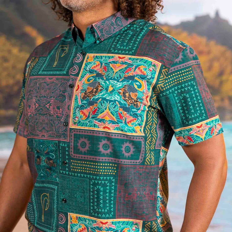 RSVLTS Ocean Tapestry (Multicolor) KUNUFLEX Short Sleeve Shirt — detail 4