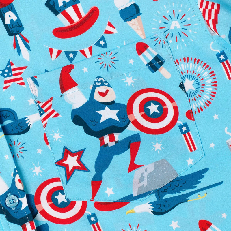 RSVLTS Rogers Red Glare KUNUFLEX Short Sleeve Shirt in Blue — detail 3