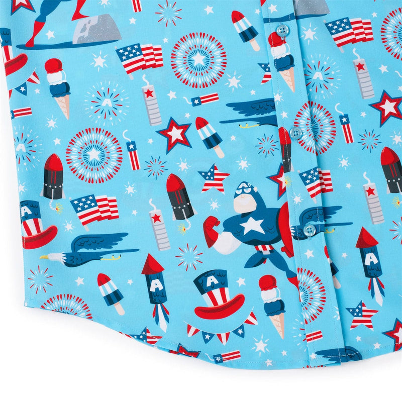 RSVLTS Rogers Red Glare KUNUFLEX Short Sleeve Shirt in Blue — detail 7