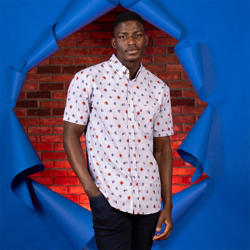 RSVLTS Red Fightin' Blue KUNUFLEX Short Sleeve Shirt in White — detail 2