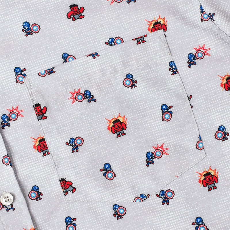 RSVLTS Red Fightin' Blue KUNUFLEX Short Sleeve Shirt in White — detail 3