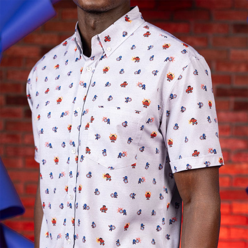 RSVLTS Red Fightin' Blue KUNUFLEX Short Sleeve Shirt in White — detail 4