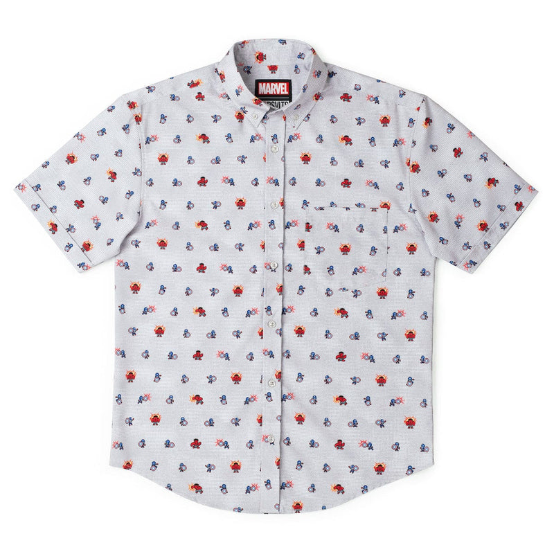 RSVLTS Red Fightin' Blue KUNUFLEX Short Sleeve Shirt in White — detail 5