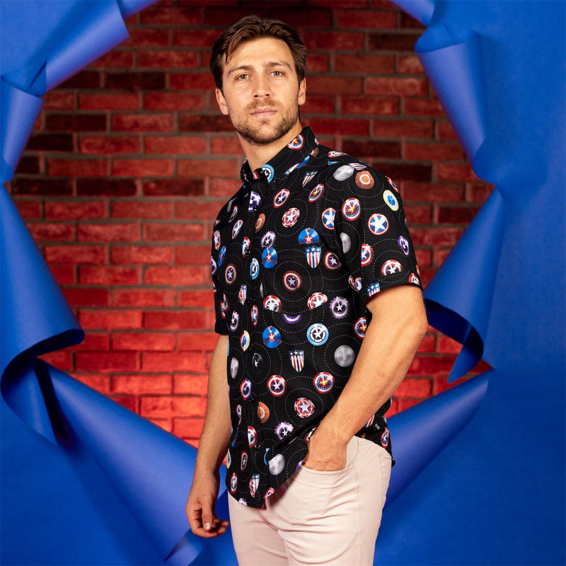 RSVLTS Wield the Shield KUNUFLEX Short Sleeve Shirt in Black — detail 2