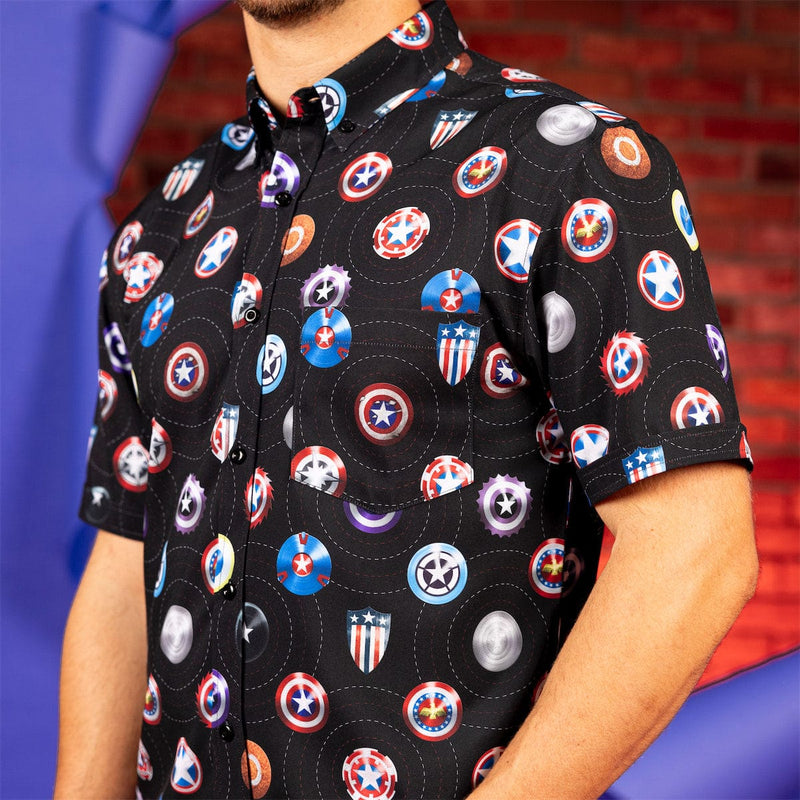 RSVLTS Wield the Shield KUNUFLEX Short Sleeve Shirt in Black — detail 4