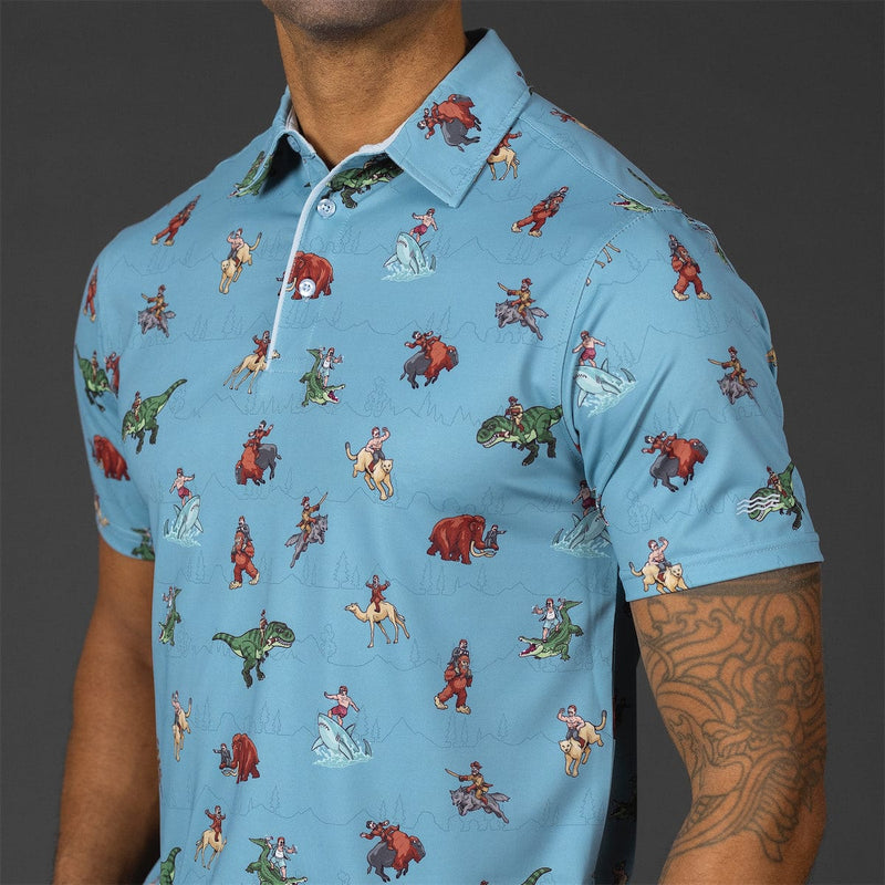 RSVLTS Teddy Rides Again All-Day Polo in Blue — detail 4