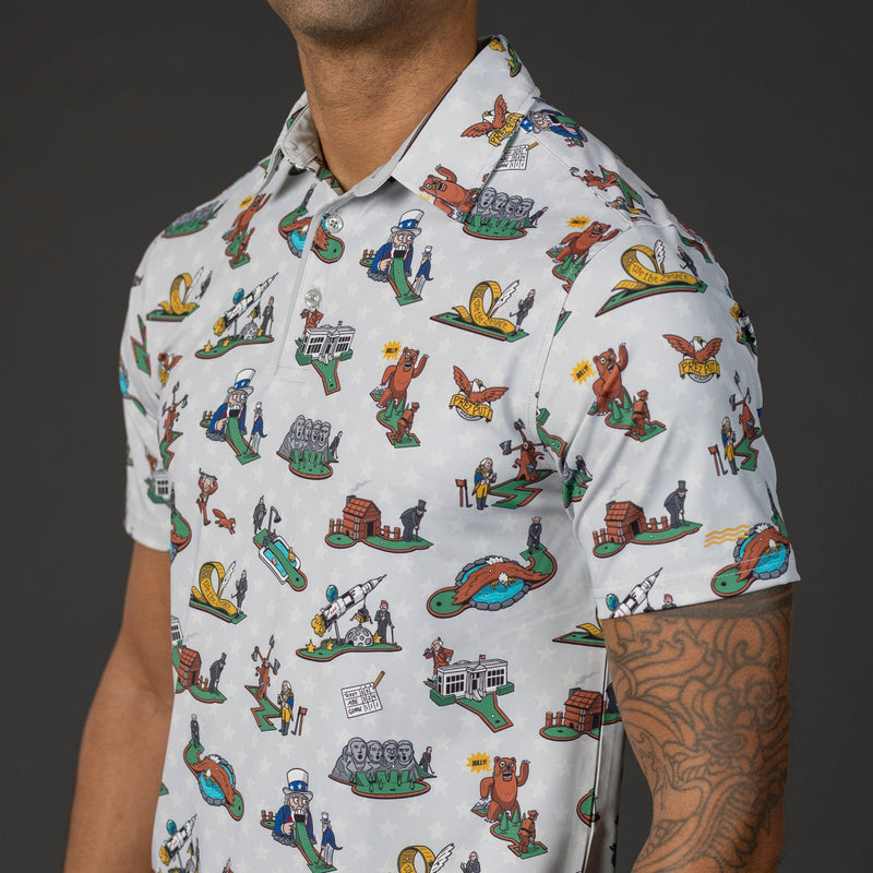 RSVLTS POTUS Putt-Putt All-Day Polo in Gray — detail 4
