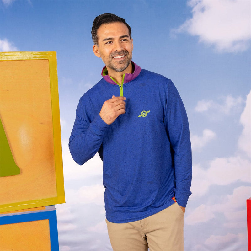 RSVLTS The Crane Escape (Dark Blue) Quarter Zip in Blue — detail 2