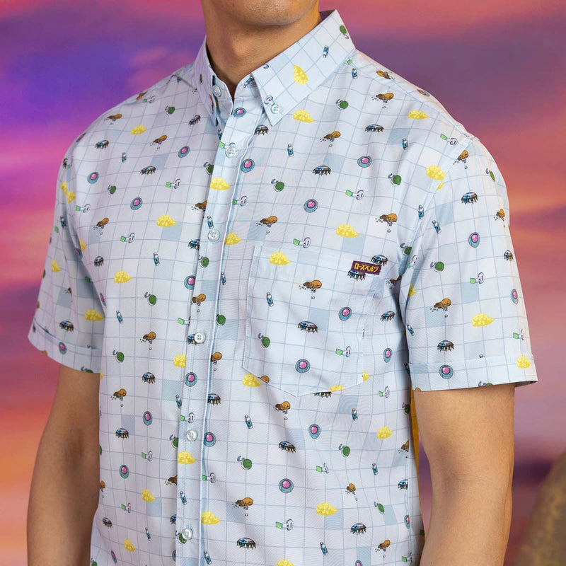 RSVLTS Gear & Grid KUNUFLEX Short Sleeve Shirt in Blue — detail 3