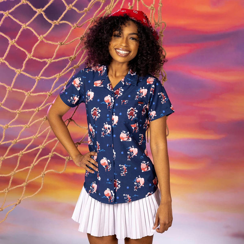 RSVLTS Gear Second Women's KUNUFLEX Short Sleeve Shirt in Blue — front view