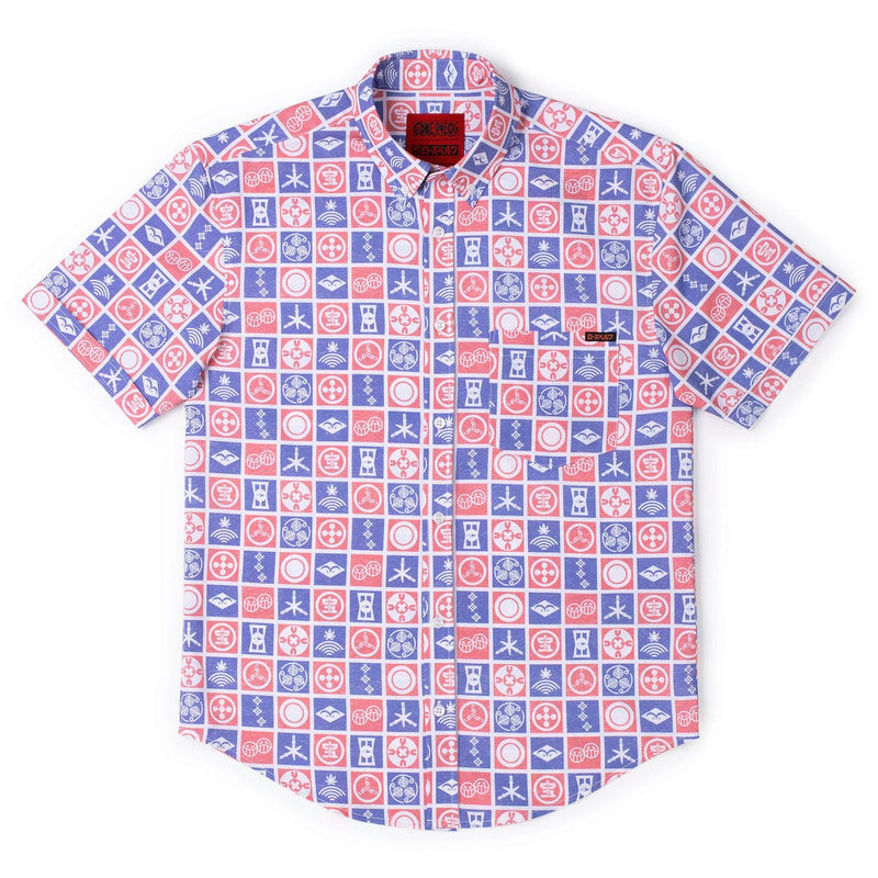 RSVLTS Stamps of the Sea KUNUFLEX Short Sleeve Shirt in Blue — detail 2