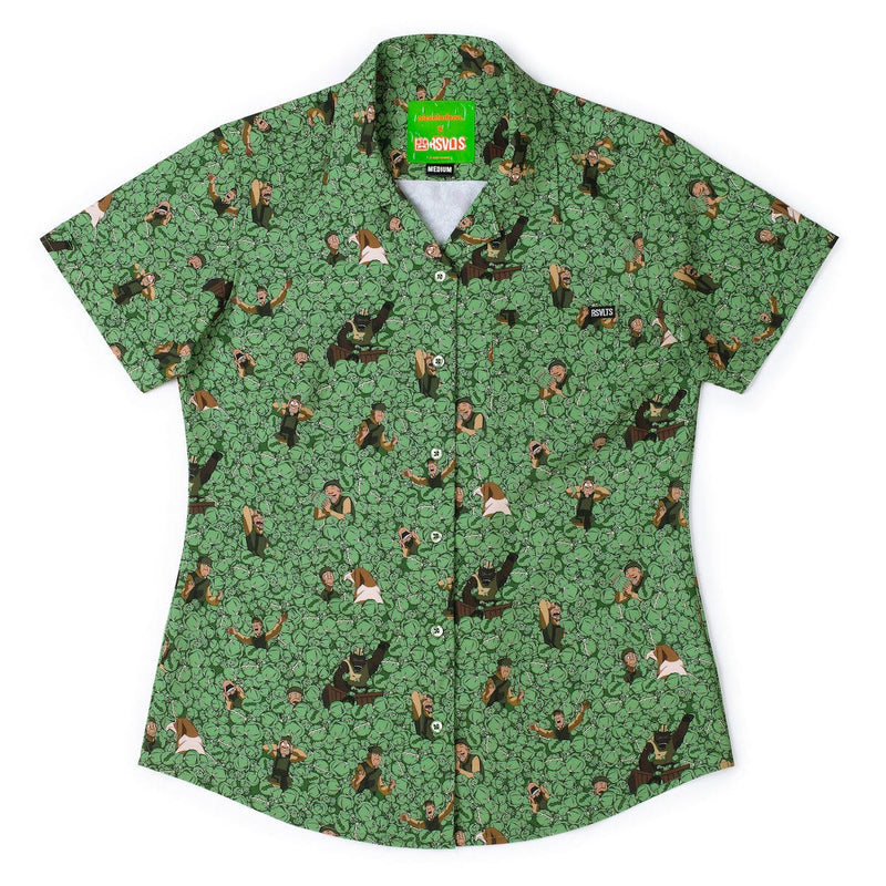 RSVLTS My Cabbages! Women's KUNUFLEX Short Sleeve Shirt in Green — front view