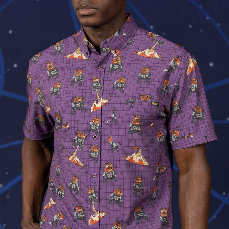 RSVLTS Chop & Loth KUNUFLEX Short Sleeve Shirt in Purple — detail 4
