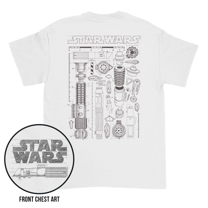 RSVLTS Saber Schematics Crewneck Tee in White — front view