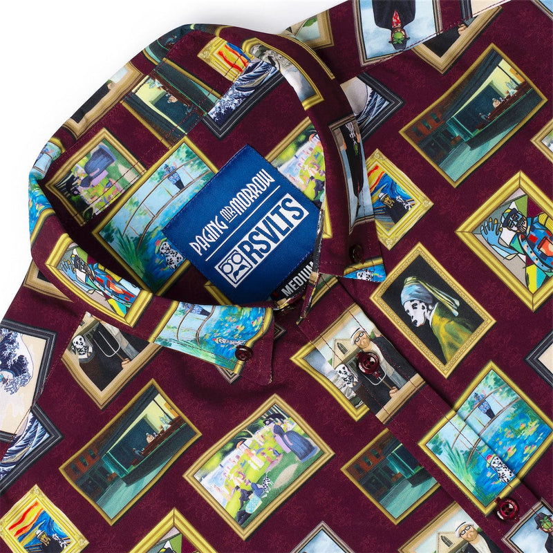 RSVLTS Museum of Modern Morrow KUNUFLEX Short Sleeve Shirt in Brown — detail 2