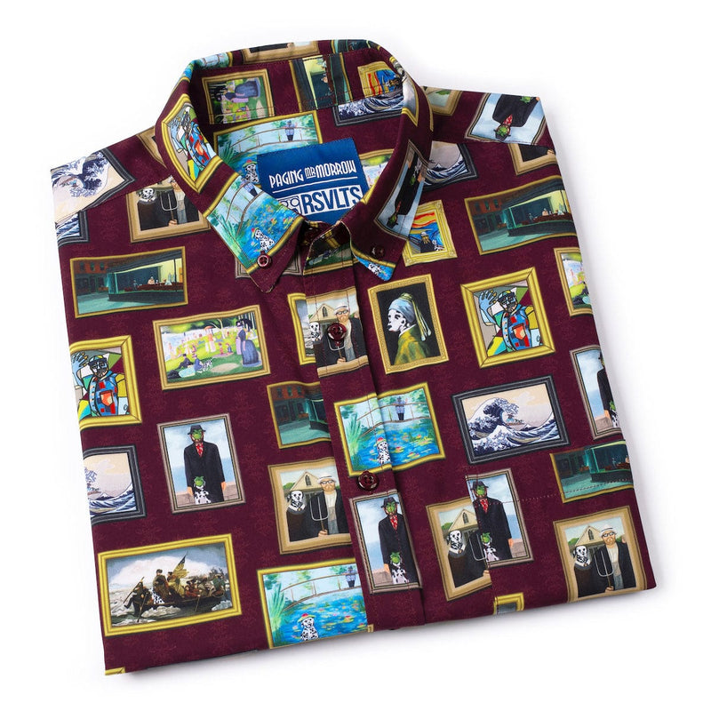 RSVLTS Museum of Modern Morrow KUNUFLEX Short Sleeve Shirt in Brown — detail 3