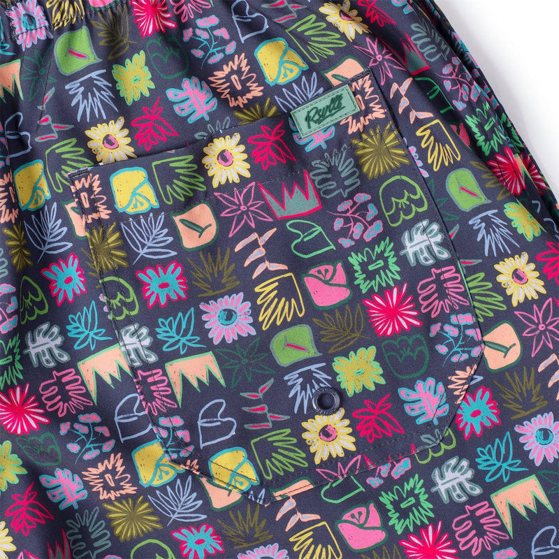 RSVLTS Scribble Squares Hybrid Shorts in Multicolor — detail 2