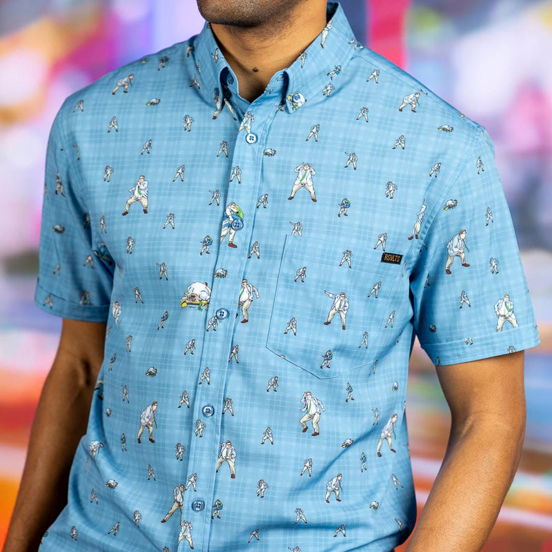 RSVLTS Down by the River KUNUFLEX Short Sleeve Shirt in Blue — detail 4