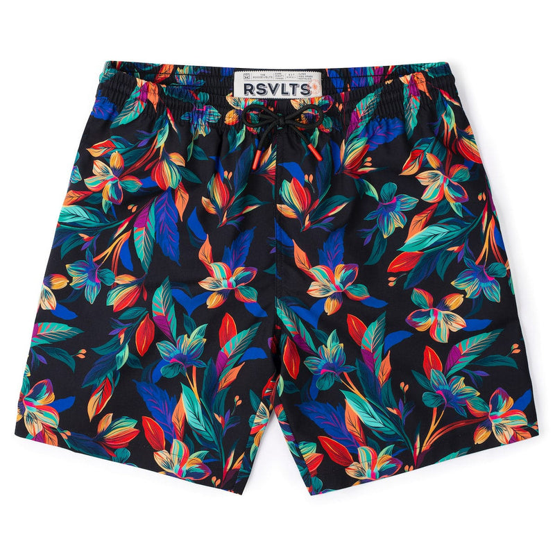 RSVLTS Vibrant Bloom Hybrid Shorts in Black — detail 2