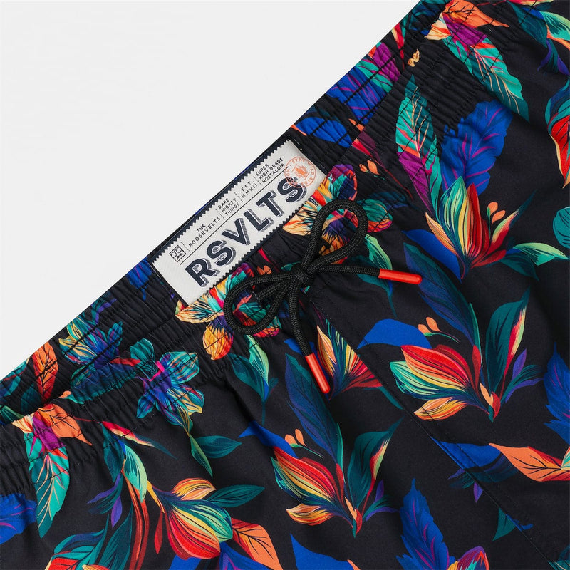 RSVLTS Vibrant Bloom Hybrid Shorts in Black — detail 4