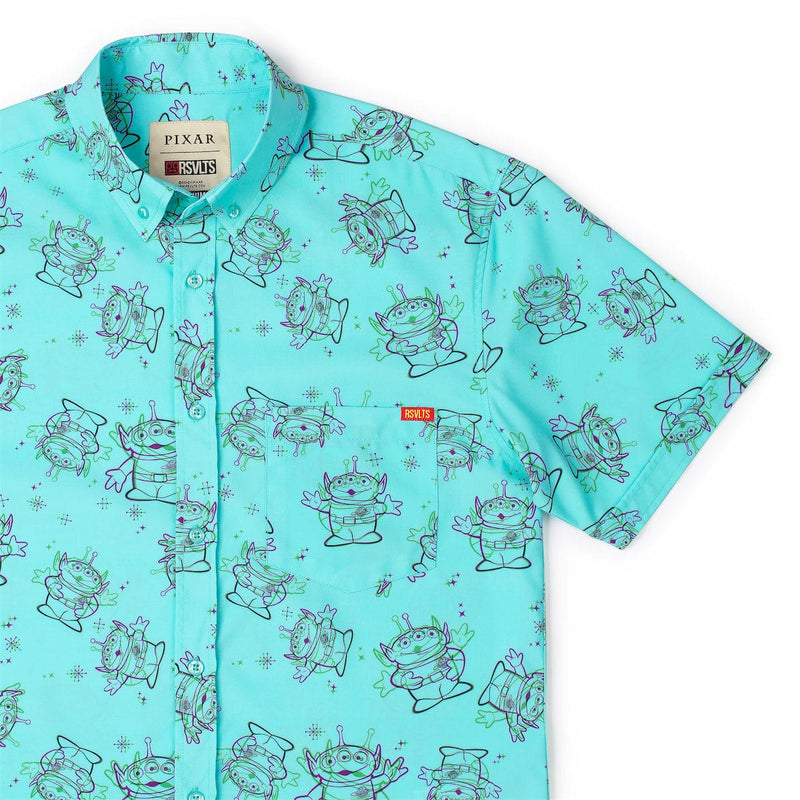RSVLTS Eternally Grateful KUNUFLEX Short Sleeve Shirt in Blue — front view