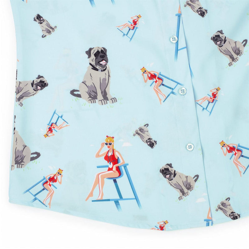 RSVLTS Wendy Peffercorn and the Beast Women's KUNUFLEX Short Sleeve Shirt in Blue — detail 3