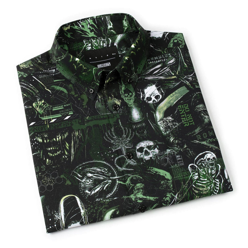 RSVLTS Containment Breach KUNUFLEX Short Sleeve Shirt in Black — detail 4