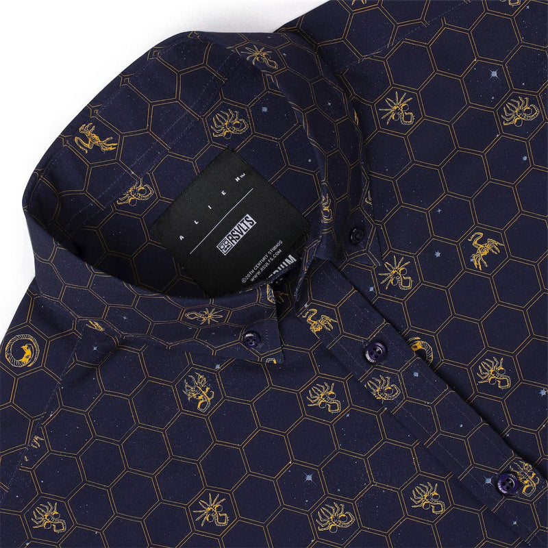 RSVLTS Stages of Fear KUNUFLEX Short Sleeve Shirt in Blue — detail 3