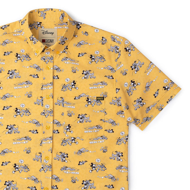 RSVLTS Mouse's Best Friend KUNUFLEX Short Sleeve Shirt in Yellow — front view