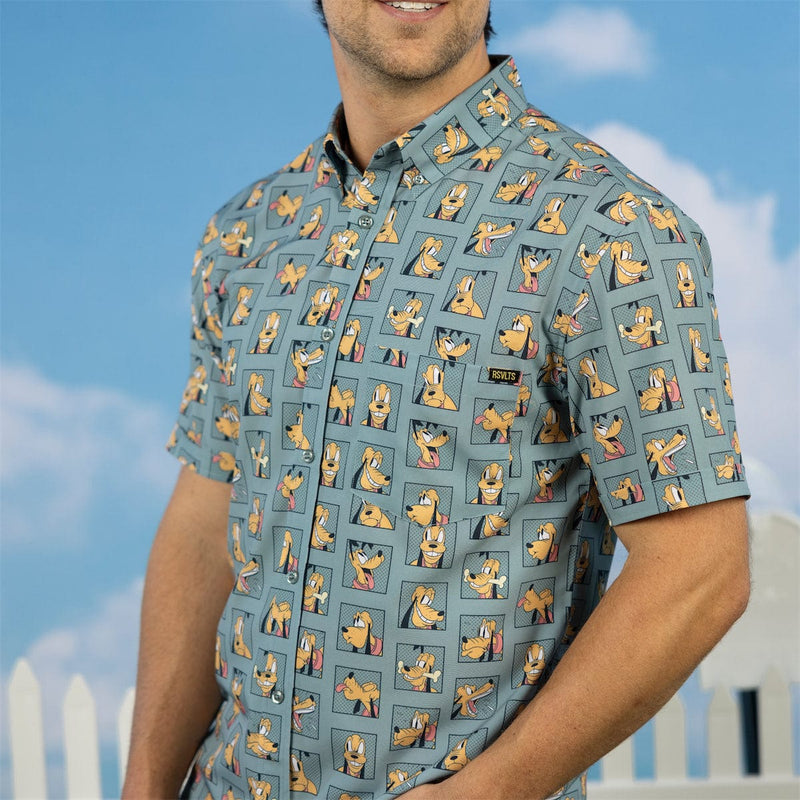 RSVLTS Portraits of a Pup KUNUFLEX Short Sleeve Shirt in Green — detail 4