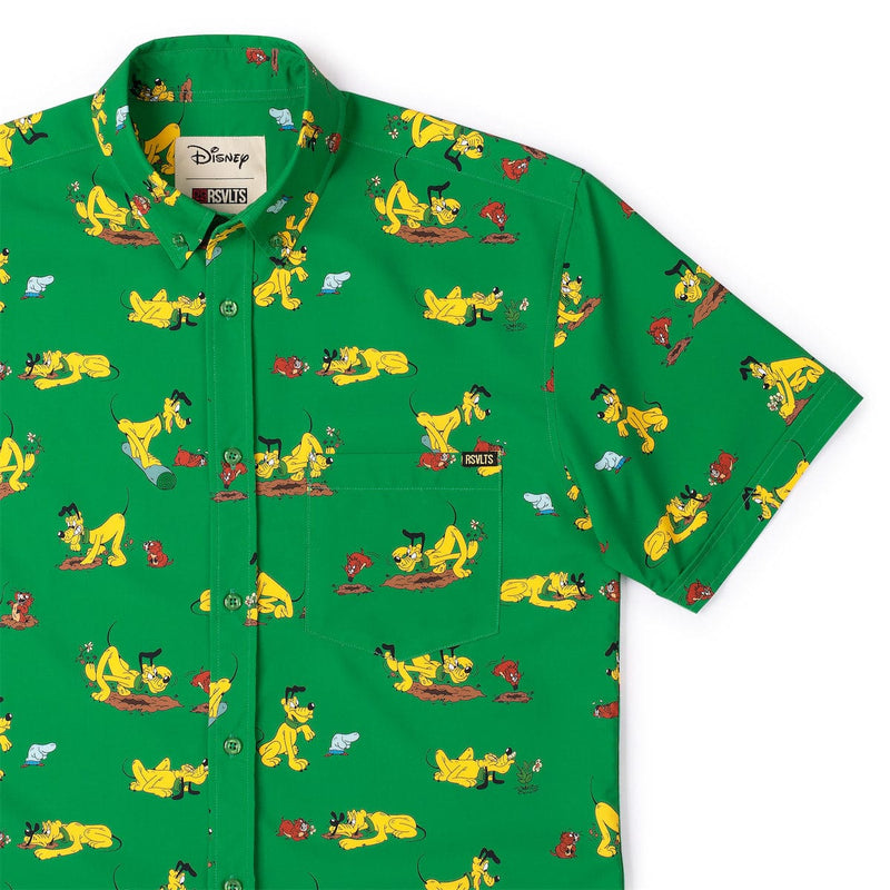 RSVLTS Pluto and the Gopher KUNUFLEX Short Sleeve Shirt in Green — front view