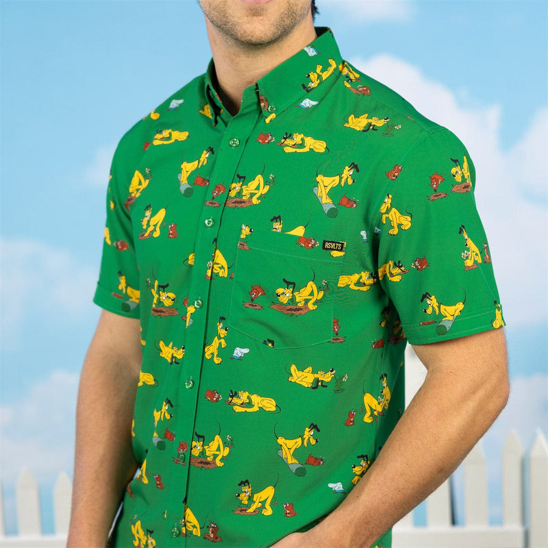 RSVLTS Pluto and the Gopher KUNUFLEX Short Sleeve Shirt in Green — detail 4