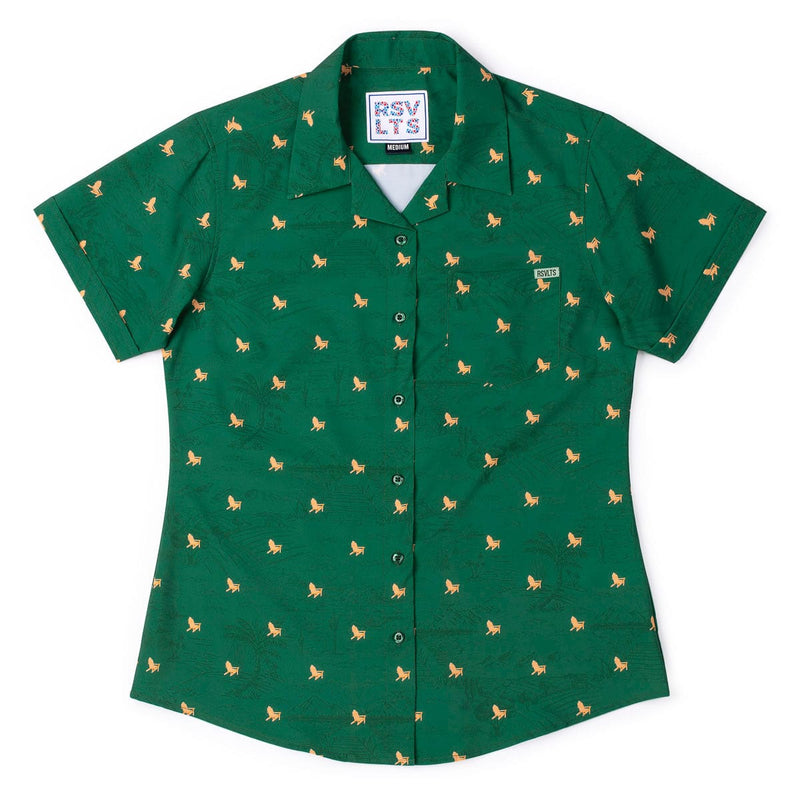 RSVLTS Lil 'Rondacks Women's KUNUFLEX Short Sleeve Shirt in Green — front view