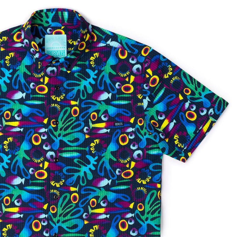 RSVLTS Rad Reef Stretch Seersucker Short Sleeve Shirt in Multicolor — detail 2