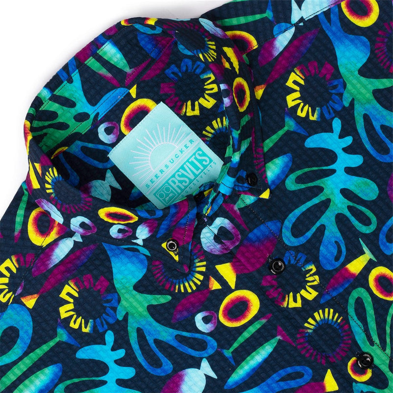 RSVLTS Rad Reef Stretch Seersucker Short Sleeve Shirt in Multicolor — detail 6