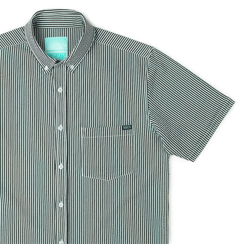 RSVLTS John, My Boy! Stretch Seersucker Short Sleeve Shirt in Green — detail 3