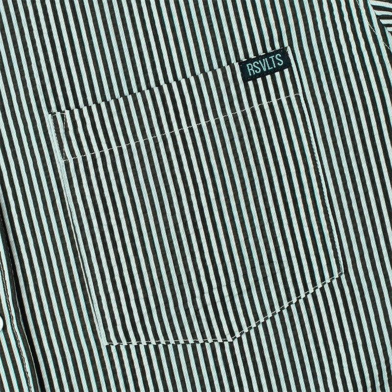 RSVLTS John, My Boy! Stretch Seersucker Short Sleeve Shirt in Green — detail 4