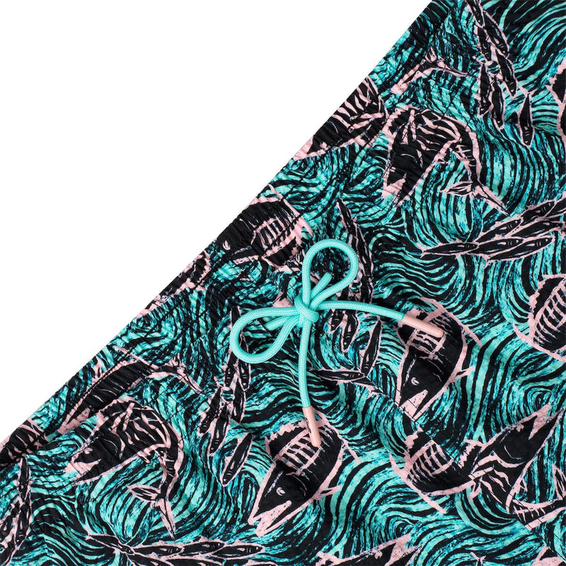 RSVLTS Fishies Stretch Seersucker Hybrid Shorts in Green — detail 4