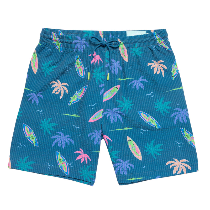 RSVLTS Gator Rays Stretch Seersucker Hybrid Shorts in Blue — detail 2