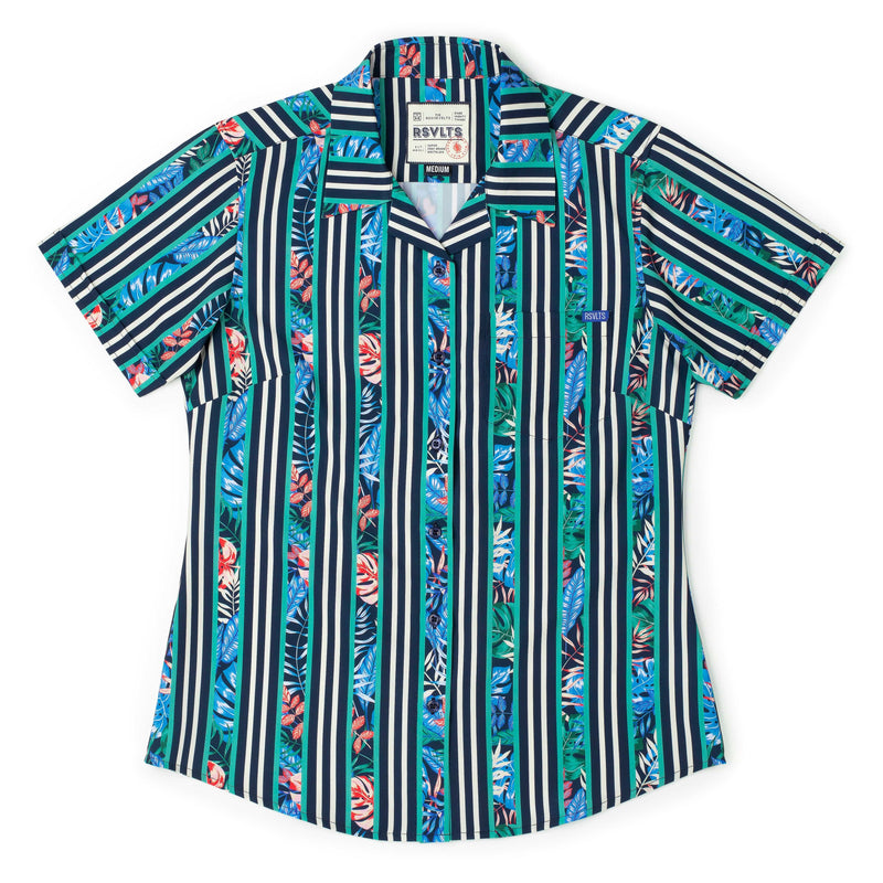 RSVLTS Dream Between the Lines Women's KUNUFLEX Short Sleeve Shirt in Blue — detail 2