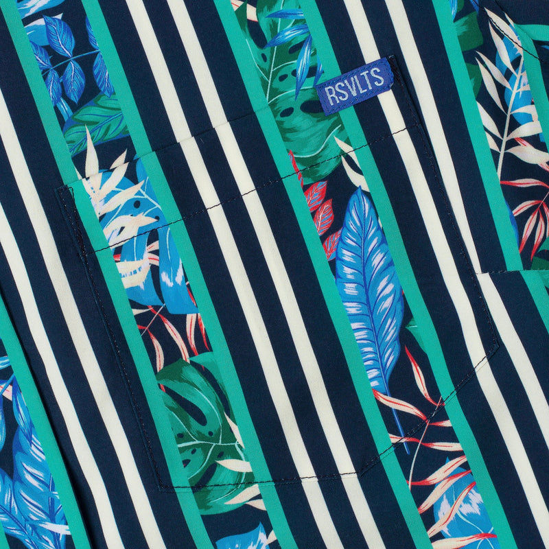 RSVLTS Dream Between the Lines Women's KUNUFLEX Short Sleeve Shirt in Blue — detail 4