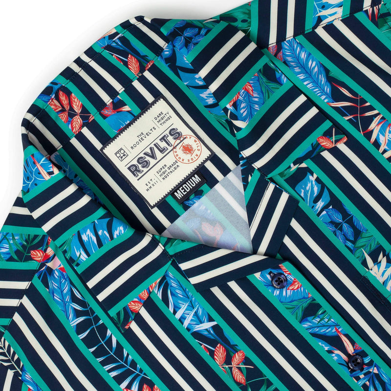 RSVLTS Dream Between the Lines Women's KUNUFLEX Short Sleeve Shirt in Blue — detail 5