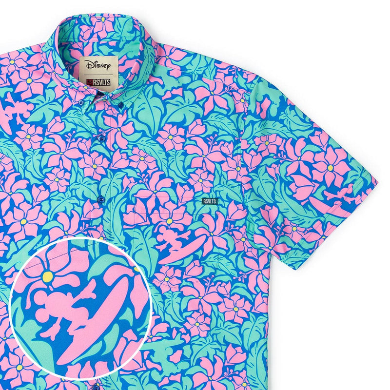RSVLTS Mickey's Tropical Adventure KUNUFLEX Short Sleeve Shirt in Blue — front view