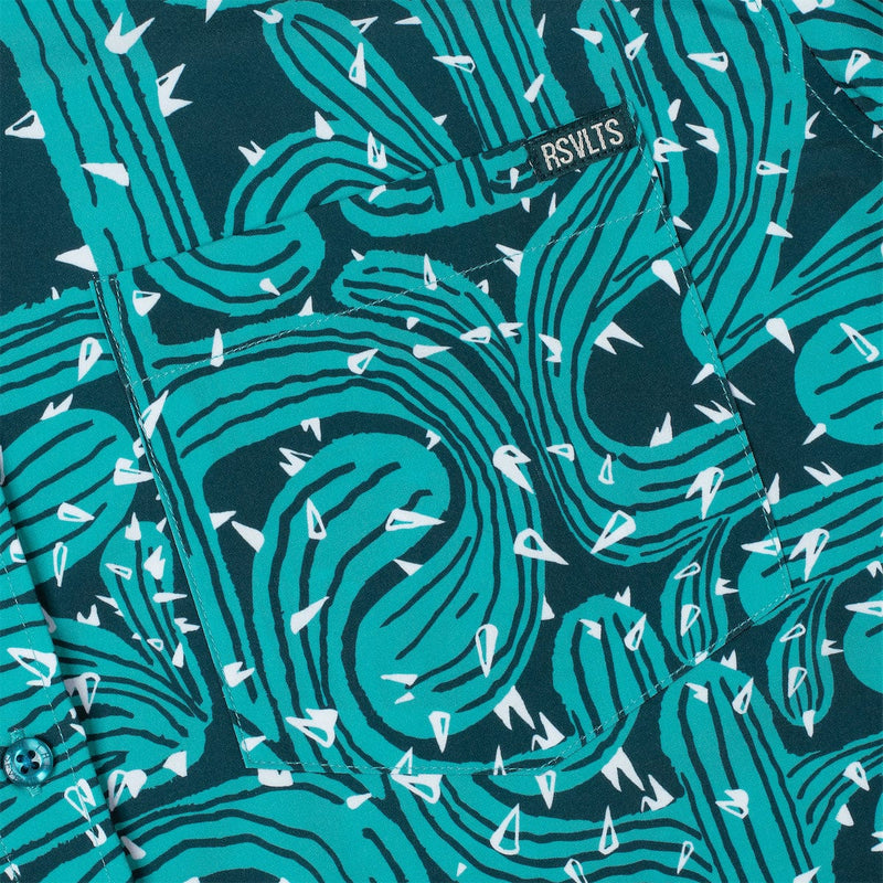 RSVLTS Prickly Situation KUNUFLEX Short Sleeve Shirt in Blue — detail 2