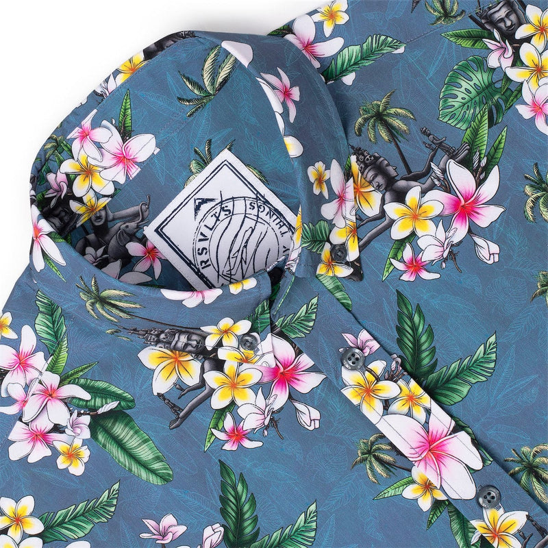 RSVLTS Wander Laos KUNUFLEX Short Sleeve Shirt in Gray — detail 3