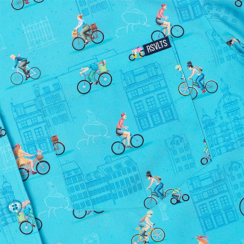 RSVLTS Copenhagen KUNUFLEX Short Sleeve Shirt in Blue — detail 2