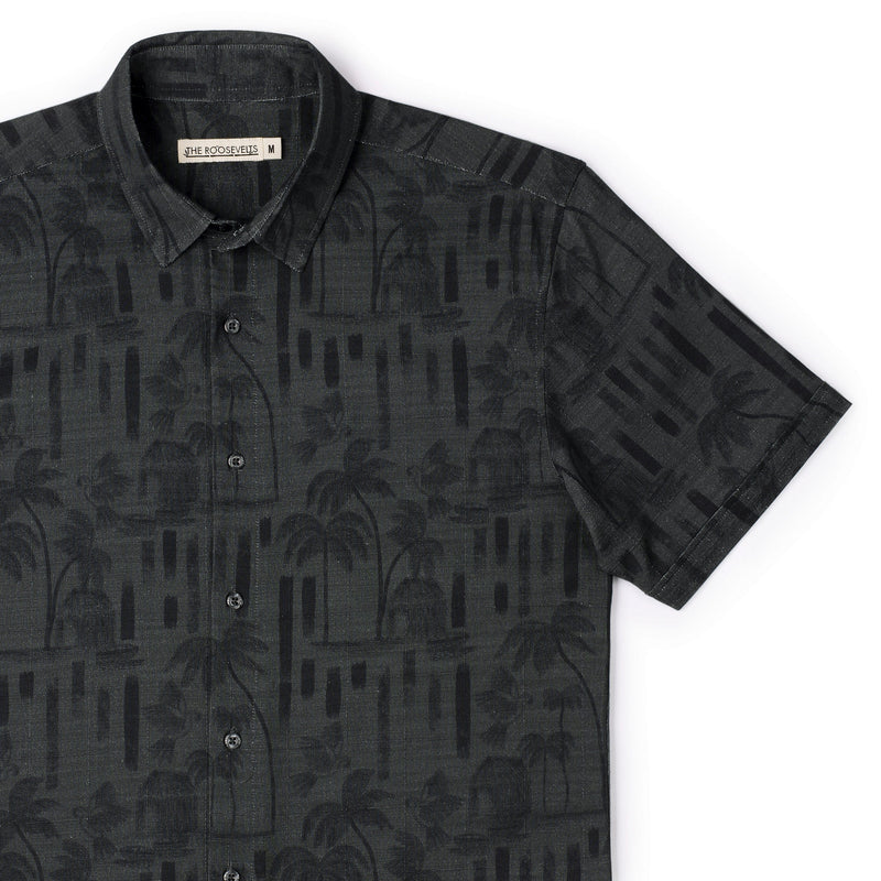 RSVLTS Bula (After Dark) Bamboo Short Sleeve Shirt in Black — detail 2