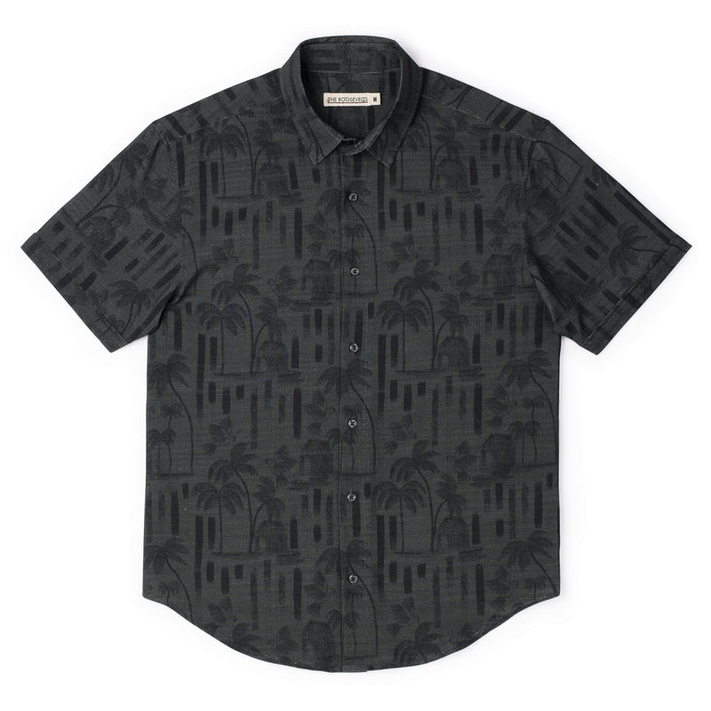RSVLTS Bula (After Dark) Bamboo Short Sleeve Shirt in Black — detail 3